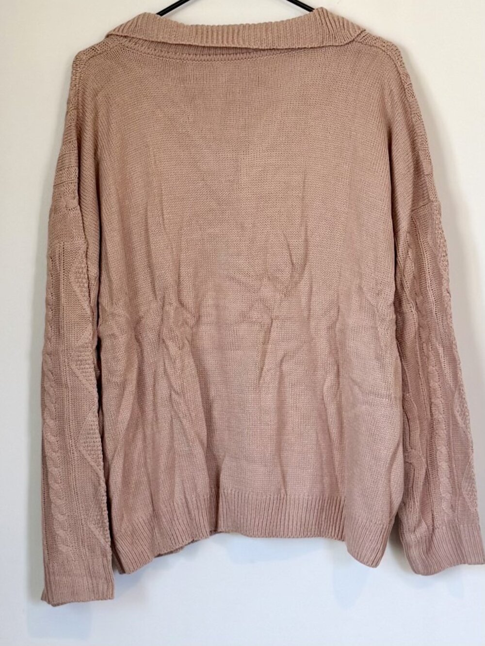 NWT Cupshe Rose Sand Collared Long Sleeve Cable Knit Jumper - Size: Extra Large - Picture 5 of 10